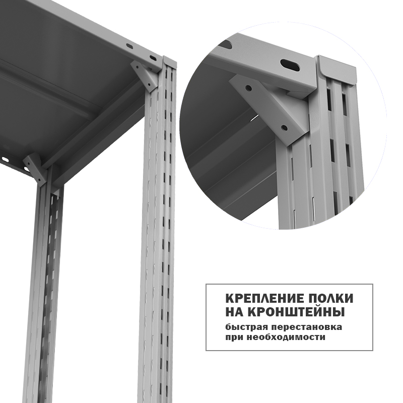 Полка ГТС Универсал с кронштейнами, 1200x400 мм., метал., до 150 кг – изображение №4