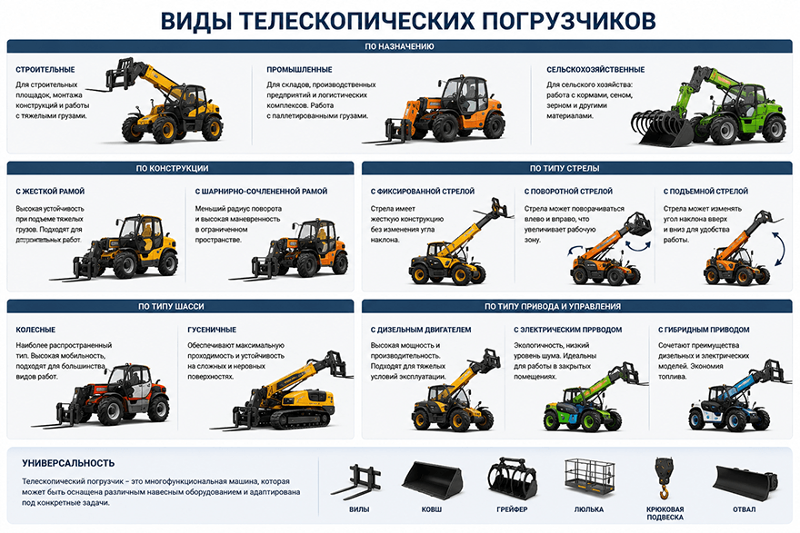 Виды телескопических погрузчиков