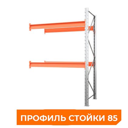 Секция приставная стеллажа металлического паллетного 3500х1800х1100 мм. Ярусы: пол+2